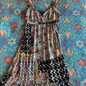 INC International Concepts Black and Orange High Low Dress‎